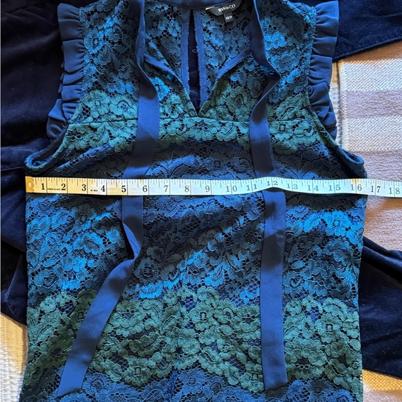 RW&CO xs haut blouse dentelle bleue et verte - Picture 6 of 6